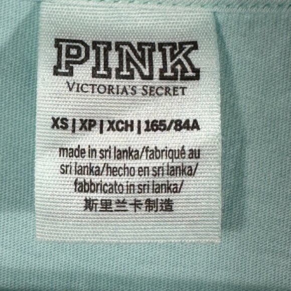 Victorias Secret PINK Top Womens XS Blue Lace Up Neck Tee Short Sleeve Split Hem - Picture 5 of 8